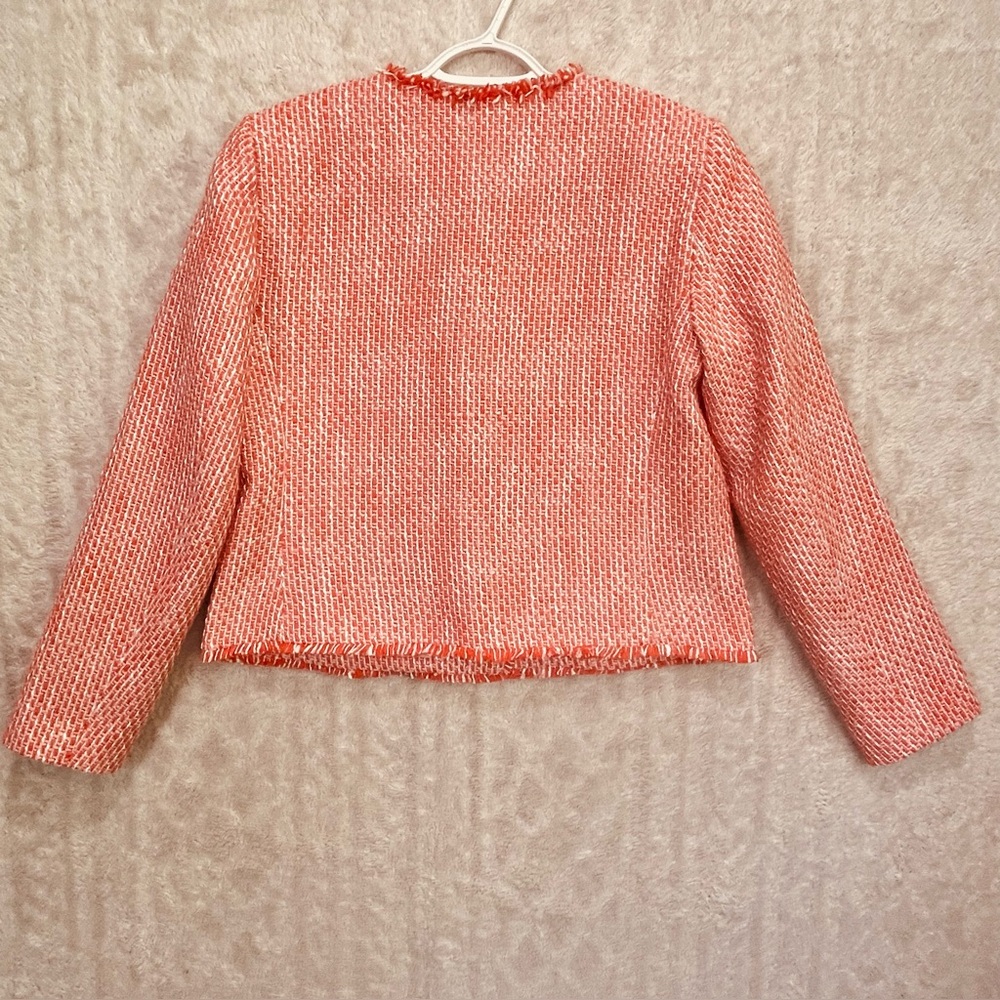 NWT Loft Women's Chanel-Style Knit Blazer Sz M Gold Buttons Boxy Fringe Career - Picture 10 of 16